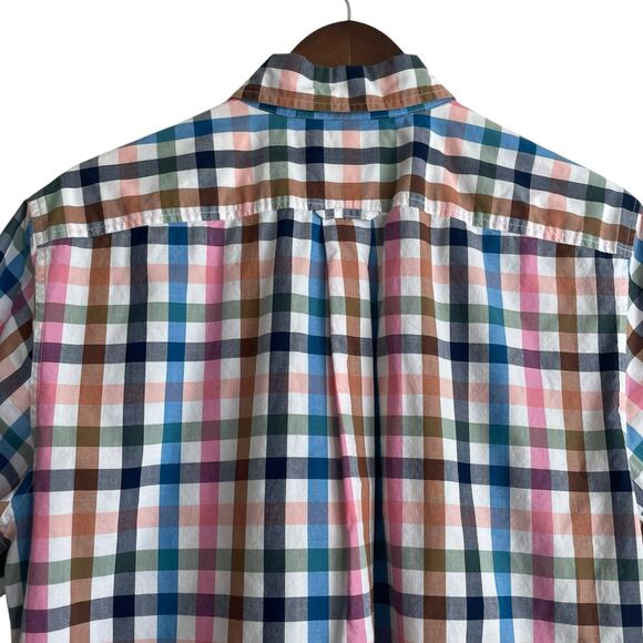Lands End Mens Shirt M Multicolor Buffalo Check Button Up Preppy Office Travel - Picture 4 of 12